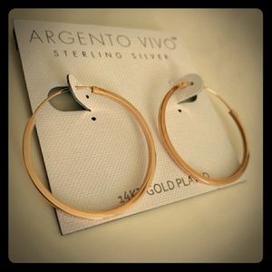 Argento Vivo 14k Rose Gold Silver Hoop Earrings